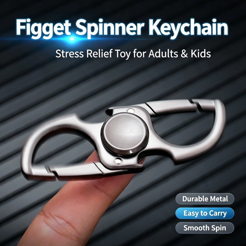 Keychain Multi Tool - Fidget Spinner de Metal com Mosquetão,