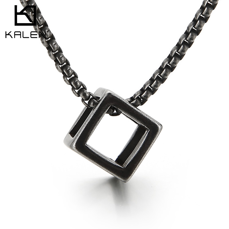 Men Accessories Rule - Kalen tridimensional quadrado pingente colar regras