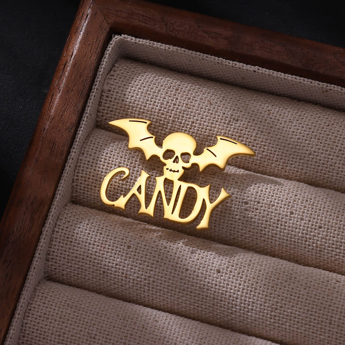 Men Accessories Brooch - Nome personalizado esqueleto morcego broche para