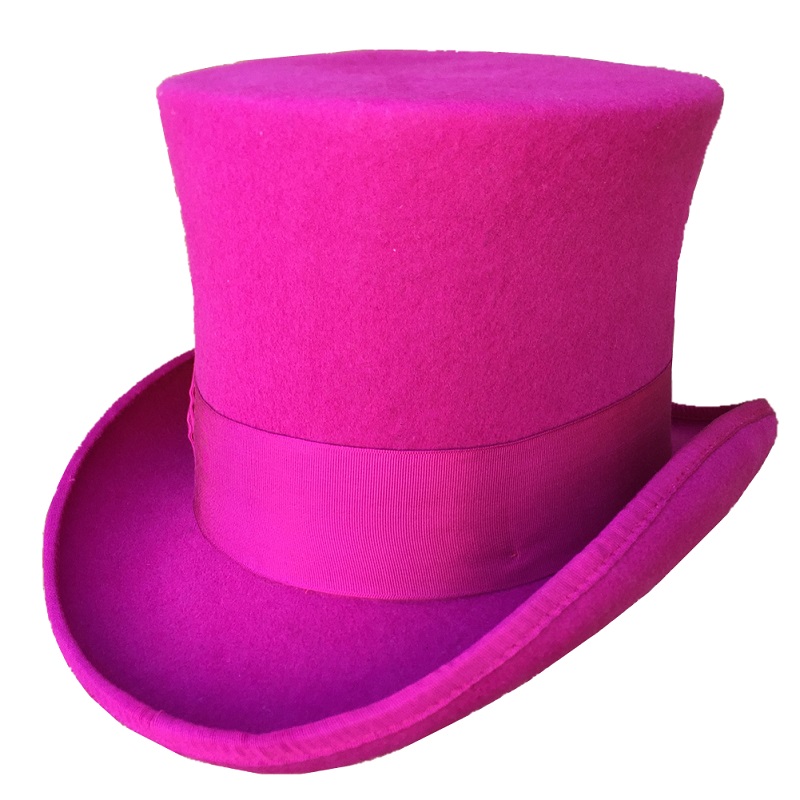 Men'S Victorian Accessories - Chapéu feminino rosa rosa, chapéu cilíndrico