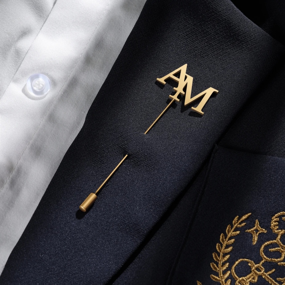 Men Accessories Brooch - Broche Personalizado com Iniciais para Homens,