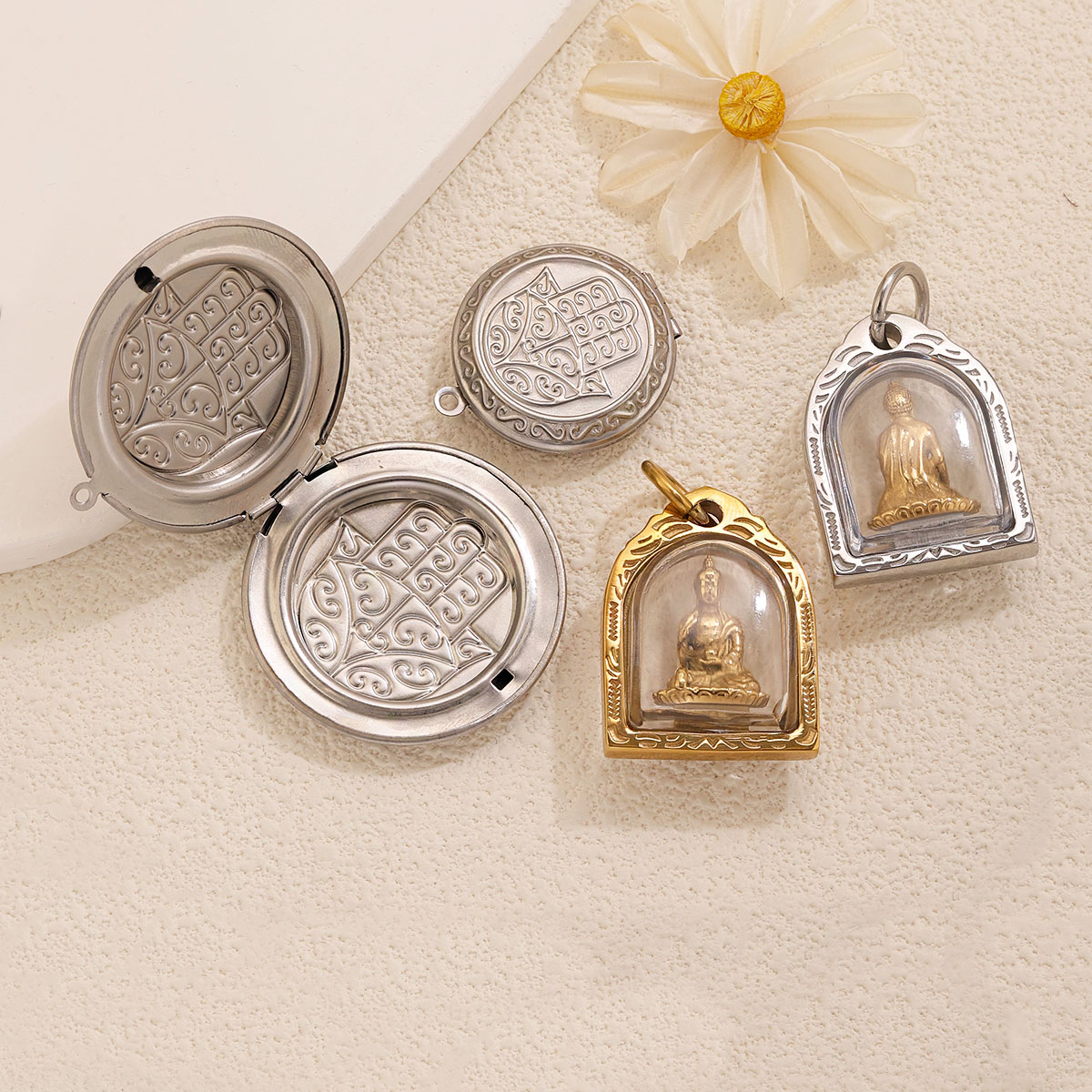 1/2 peças Pingentes de Aço Ino - Men Accessories Locket avaliação e preço